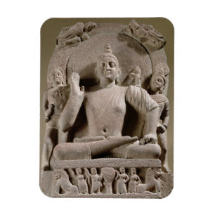 SitzBodhisattva, Mathura (roter Sandstein) Magnet