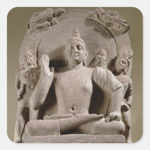 SitzBodhisattva, Mathura (roter Sandstein) Quadratischer Aufkleber