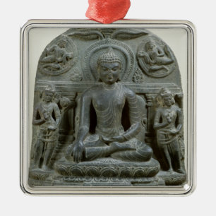 Sitzbuddha in der Meditation Silbernes Ornament