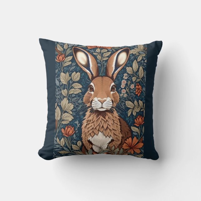 Sitzen Braunes Kaninchen Vintag Kissen (Vorderseite)