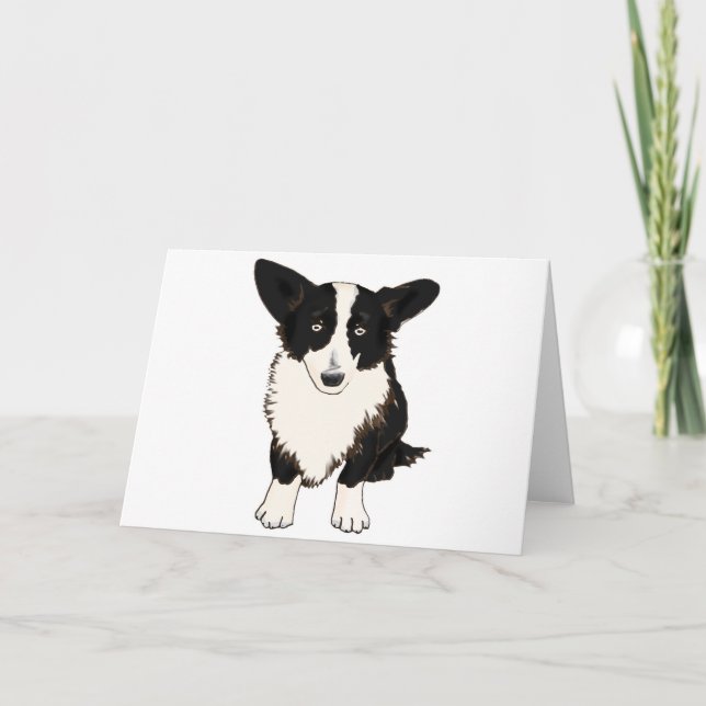 Sitzen Cardigan Welsh Corgi Illustration Karte (Vorderseite)