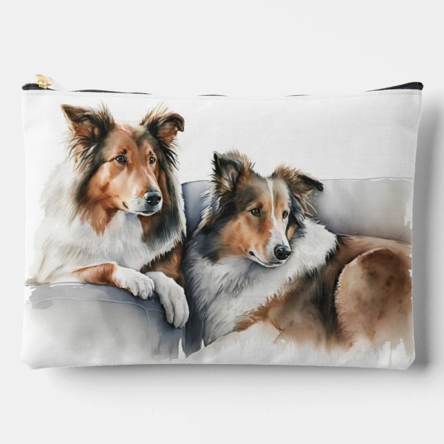Sitzen Collie Hunde Zubehörtasche (Vorderseite)