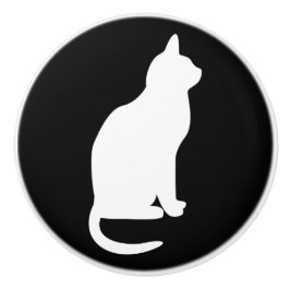 Sitzen der weißen Katze rechts Keramikknauf
