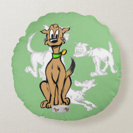 Sitzen Hunde Cartoon Sketch Kinder Rundkissen Rundes Kissen