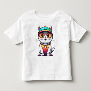 Sitzen Katzenbrille und Hut tragen Kleinkind T-shirt