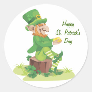 Sitzen Leprechaun Runder Aufkleber