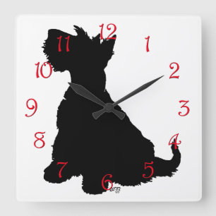 Sitzen Scottie Dog Quadratische Wanduhr