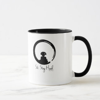 Sitzen Sie. Bleibe Sie. Heilen Sie. Verfolgen Sie Tasse