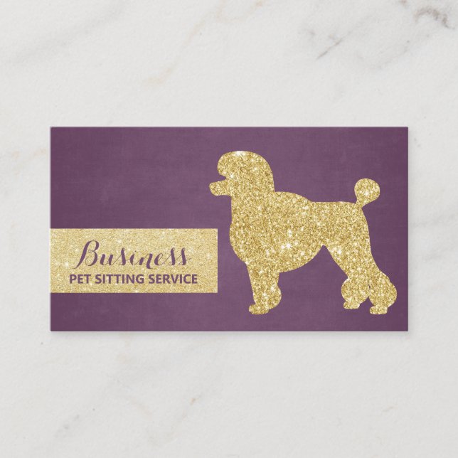 Sitzen von Lila und Gold-Poodle-Silhouetten Visitenkarte (Vorderseite)