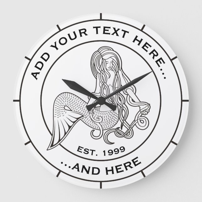 Sitzen von Meerjungfrau Große Wanduhr (Vorderseite)