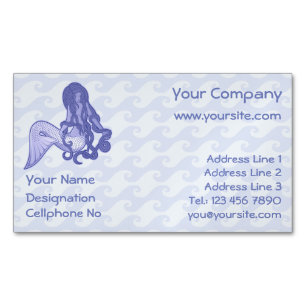 Sitzen von Mermaid Blue Magnetische Visitenkarte