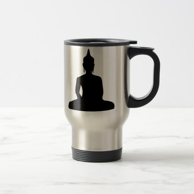 Sitzende Buddha-Silhouette Reisebecher (Rechts)