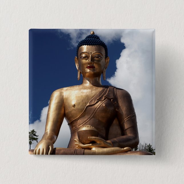 Sitzende Buddha-Statue Button (Vorderseite)
