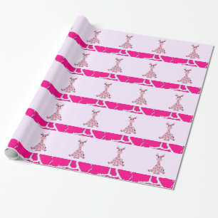 Sitzende Giraffe mit Giraffenfell-Druck Geschenkpapier