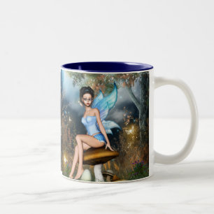 Sitzende hübsche Fee Zweifarbige Tasse