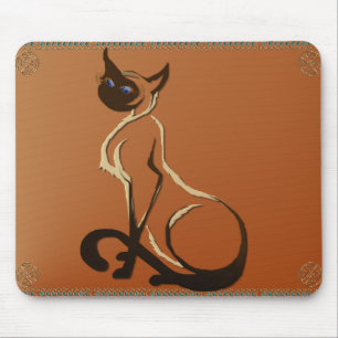 Sitzende hübsche siamesische Katze Mousepad