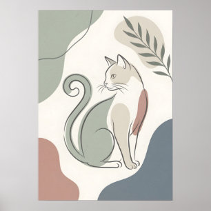 Sitzende Katze Boho Abstrakt Poster