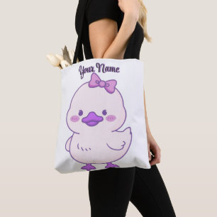 Sitzende lila Ente süße Kawaii individuelle Namen- Tasche