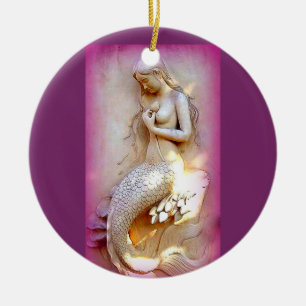sitzende Meerjungfrauen Lavendel-Ornament Keramikornament