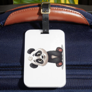 Sitzende Panda-Bär Cartoon-Illustration Kunstwerk Gepäckanhänger