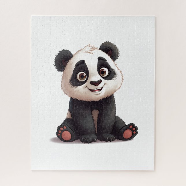 Sitzende Panda-Bär-Cartoon-Illustrationskunst (Vertikal)