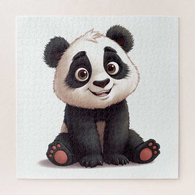 Sitzende Panda-Bär-Cartoon-Illustrationskunst (Vertikal)