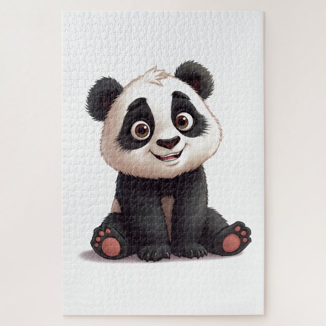 Sitzende Panda-Bär-Cartoon-Illustrationskunst (Vertikal)