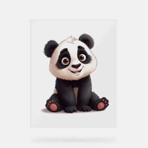 Sitzende Panda-Bär-Cartoon-Illustrationskunst Acrylschild