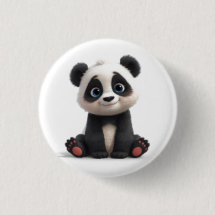 Sitzende Panda-Bär-Cartoon-Illustrationskunst Button