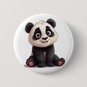 Sitzende Panda-Bär-Cartoon-Illustrationskunst Button