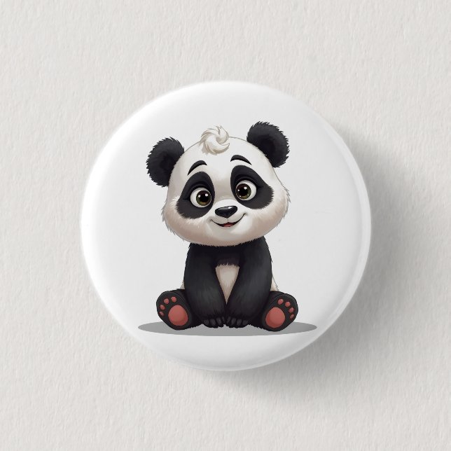 Sitzende Panda-Bär-Cartoon-Illustrationskunst Button (Vorderseite)