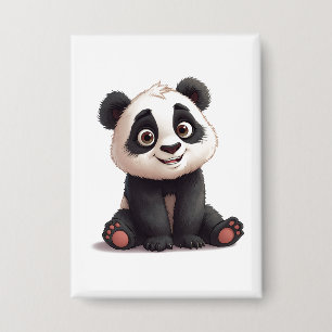 Sitzende Panda-Bär-Cartoon-Illustrationskunst Button