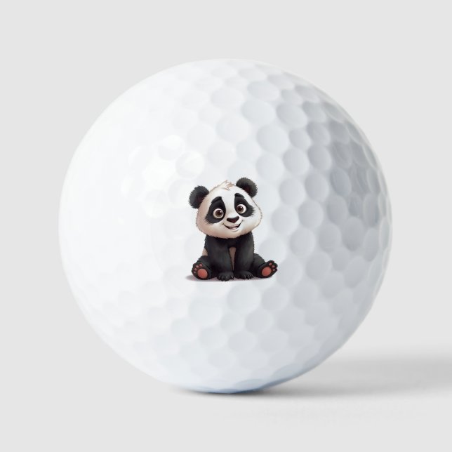 Sitzende Panda-Bär-Cartoon-Illustrationskunst Golfball (Vorderseite)