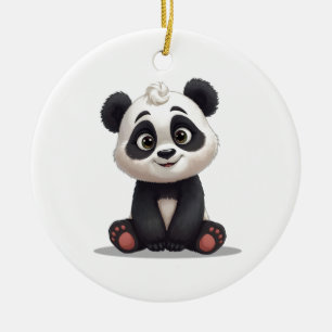 Sitzende Panda-Bär-Cartoon-Illustrationskunst Keramik Ornament