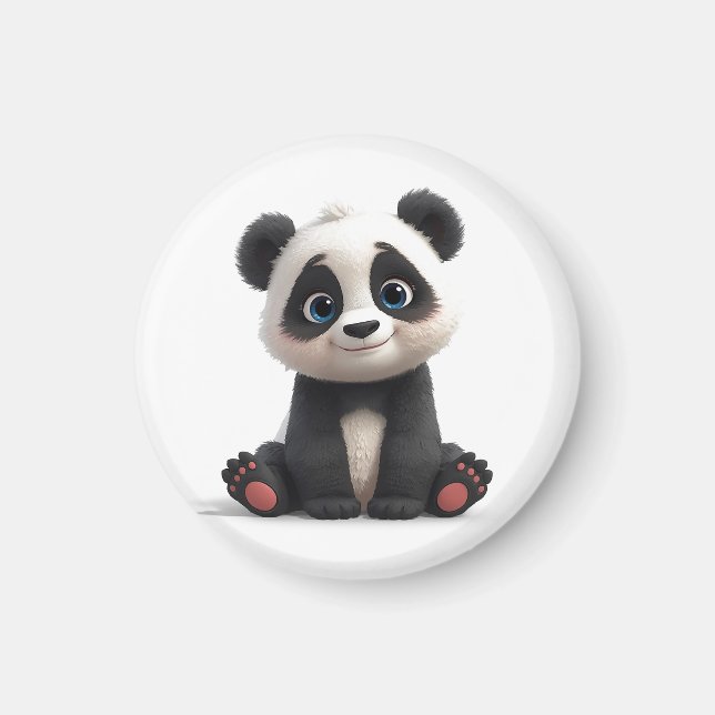 Sitzende Panda-Bär-Cartoon-Illustrationskunst Magnet (Vorne)