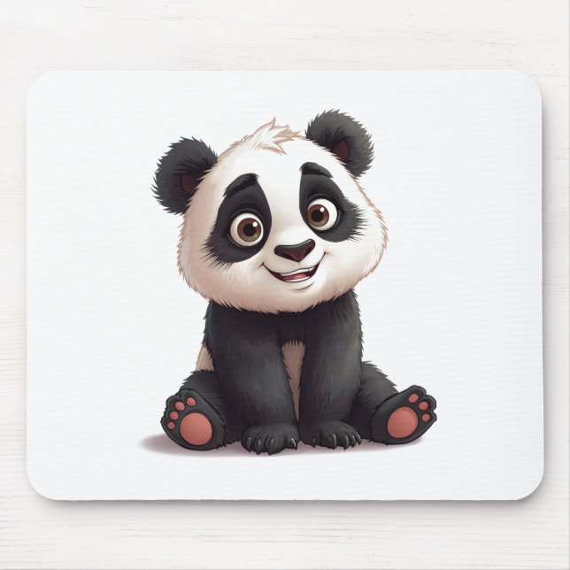Sitzende Panda-Bär-Cartoon-Illustrationskunst Mousepad (Vorne)
