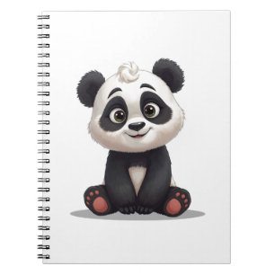Sitzende Panda-Bär-Cartoon-Illustrationskunst Notizblock