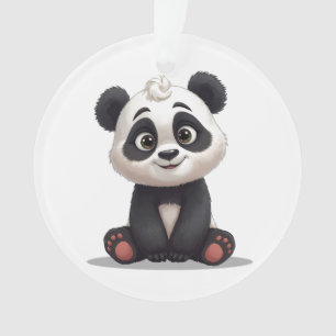 Sitzende Panda-Bär-Cartoon-Illustrationskunst Ornament