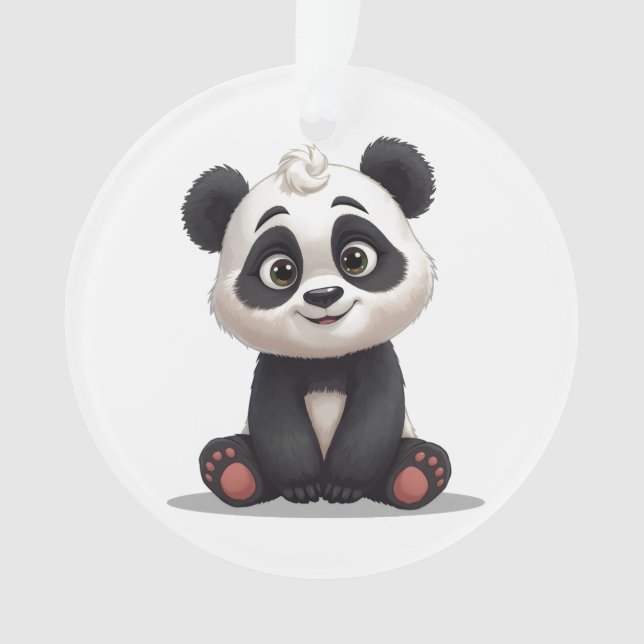 Sitzende Panda-Bär-Cartoon-Illustrationskunst Ornament (Vorderseite)