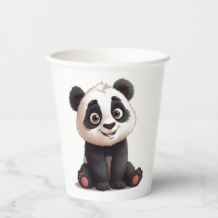 Sitzende Panda-Bär-Cartoon-Illustrationskunst Pappbecher