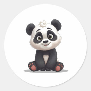Sitzende Panda-Bär-Cartoon-Illustrationskunst Runder Aufkleber