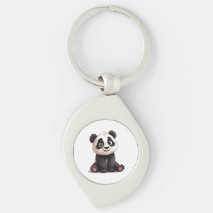 Sitzende Panda-Bär-Cartoon-Illustrationskunst Schlüsselanhänger