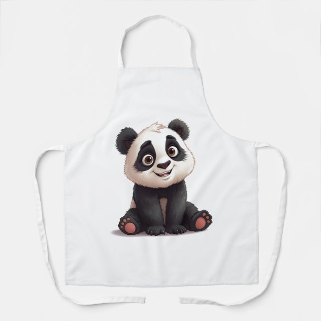Sitzende Panda-Bär-Cartoon-Illustrationskunst Schürze (Vorderseite)