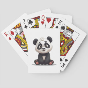 Sitzende Panda-Bär-Cartoon-Illustrationskunst Spielkarten