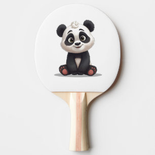 Sitzende Panda-Bär-Cartoon-Illustrationskunst Tischtennis Schläger