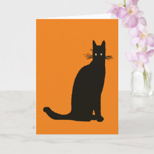 Sitzende schwarze Katze in eleganter Pose Silhouet Karte