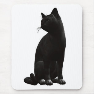 Sitzende schwarze Katze Mauspad