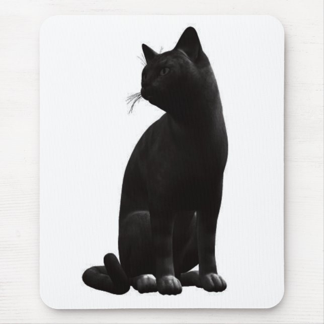 Sitzende schwarze Katze Mauspad (Vorne)
