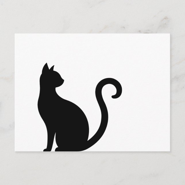 Sitzende schwarze Katze Postkarte (Vorderseite)