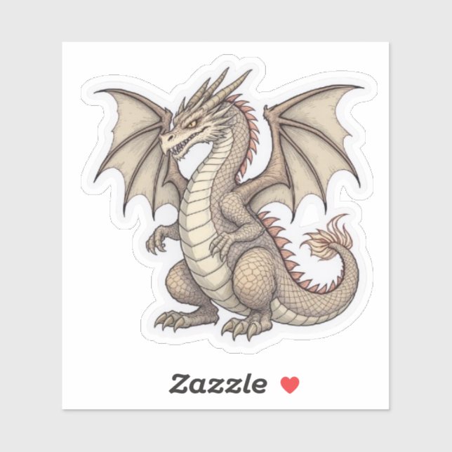 Sitzender Drache Aufkleber (Blatt)